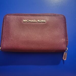Michael Kors Burgundy Zip Wallet